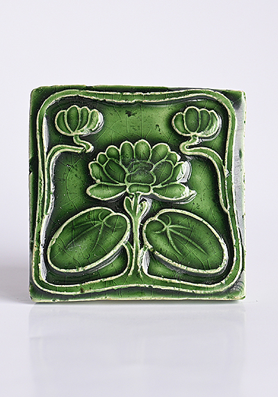 Изображение Изразцы Изразец Югендстиль Кувшинки, зелёный